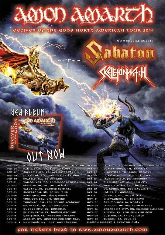 AMON AMARTH To Return To North America This Fall With Sabaton And Skeletonwitch